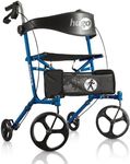 Hugo Mobility Sidekick Side-Folding Rollator Walker with Seat, Blueberry
