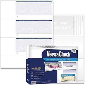 VersaCheck Secure Checks - 750 Blank Business or Personal Wallet Checks - Blue Prestige - 250 Sheets Form #3001 - 3 Per Sheet (31BP01-01255-4)