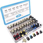 RUNCCI-YUN 20Pcs B5K B10K B20K B50K B100K Ohm Potentiometer Knob Linear Potentiometer 3 Terminal Rotary Potentiometer with Cap Nuts and Washer for Arduino Raspberry Pi and Other Projects