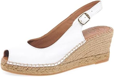 Toni Pons CROACIA Women's Leather Peep Toe Wedge Espadrille, White, 7 AU