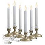 Xodus Innovations FPC1370P-6 Electric LED Plug-in Flameless Window Candle with New Hot Spot Technology and Dusk to Dawn Sensor and Choice of Warm or White Flame Color, Pewter/Silver, Pack of 6