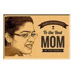 Incredible Gifts India World's Best Mom Wooden Personalized Engraved Rectangular Wall Mount Photo Plaque Gifts For Mom/Mother (7x5 inches, Beige)