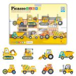 PicassoTiles 8pc Magnet Building Tile Blocks Addon 8 Magnetized Action Figures Construction Vehicle Zoo Animal Theme Compatible with Magnetic Build Tiles Playset STEM Learning Girls Boys Ages 3+ PTA21