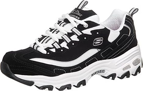 Skechers Women's D'Lites-Me Time Sneaker, Black/White, 7.5 W US