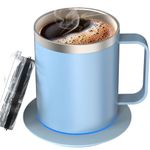 Self Heating Coffee Mug,12oz,Coffee Warmer with Mug Set,Electric 10W,USB Powered Mug Warmer,131℉ Beverage Cup Warmer for Desk Home & Office (Cerulean)