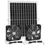 blessny Solar Panel Powered Fan Kit for Intake or Exhaust Air, Solar Dual Fan for Outdoor Greenhouse, Chicken coop, Shed Air Ventilation, IP67 Waterproof, On/Off Button with 15ft Cord