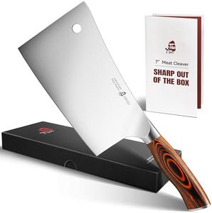 TUO Meat Cleaver - Heavy Duty Meat Chopper - High Carbon German Stainless Steel Butcher Knife - Pakkawood Handle Kitchen Chopping Knife - Gift Box - 7 - Fiery Phoenix Series