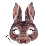 TMCO Halloween Easter Carnival Party Masquerade Half Face Rabbit Animal Mask (Brown)