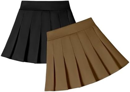 Dalukit 2 Pack Toddler Baby Girls Pleated Skirt Baby Girls Uniform Skirt Built in Shorts Tennis Casual Skorts for Little Kid Dark Brown/Black