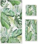 HATESAH Bath Towels Set Soft Highly Absorbent Spring Green Tropical Palm Fern Leaves Decorative Towel Set 3 Piece,1 Bath Towel,1 Hand Towel,1 Washcloth,Luxury Towels for Bathroom,Shower,Spa,Hotel