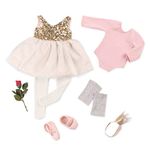 Our Generation Opening Night Outfit – Deluxe Ballerina Fashion Outfit with Headband Crown for 18-inch Dolls – 7 Piece Ballet Clothing and Accessory Set