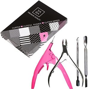 VAGA 4 Pcs Manicure Pedicure Tools Set of Cuticle Pushers and Nipper Trimmer, False Nails Tips Clipper Edge Cutter