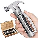 VEITORLD All in One Survival Tools Small Hammer Multitool with Engraved Wooden Box, Gifts for Dad from Daughter Son, Dad Gifts for Men Who Have Everything, Birthday Gift for Daddy Grandpa Men