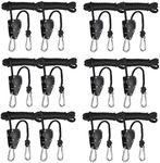 iPower 6-Pack 1/4 Inch 8-Feet Long Adjustable Heavy Duty Rope Clip Hanger, Reinforced Metal Internal Gears,300lb Capacity