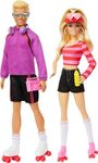 Barbie Fashionistas Set with 2 Fashion Dolls & 6 Accessories, Barbie & Ken Roller-Skating Fashion Dolls, 65th Anniversary Collectible