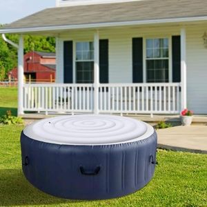 4.5 Ft Inflatable Hot Tub Cover, Foldable Energy Saving Lid for Round Hot Tubs, Portable Hot Tub Cover Protective Rain Overflow Cover for Outdoor Inflatable Hot Tub, Heat Retention