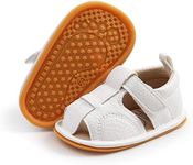 RVROVIC Baby Boys Girls Sandals Soft Sole Summer Infant Crib Shoes Lightwight Toddler Prewalker Outdoor Walking Shoes(12-18 Months Toddler,2-White)