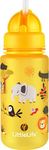 Children's Water Bottle With Easy-Access Lid & Straw, 400ml, Yellow Safari