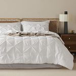 Bedsure California King Comforter Set - Cal King Bed Set 7 Pieces, Pinch Pleat White Cali King Bedding Set with Comforters, Sheets, Pillowcases & Shams