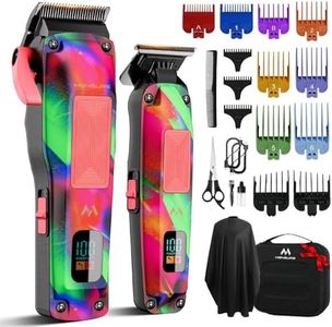 Mensure Professional Hair Clippers for Men, 7500RPM Metal Barber Clippers with Graffiti Design, Zero-Gap Adjustable Blade, Cordless Clipprers Kit with Color Guide Combs & Storage Bag