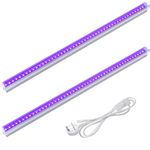 Barrina LED 2ft/60cm UV Light with Power Cords, Linkable T5 Blacklight Bar for Fluorescent Poster Glow Party Body Paint, Halloween Christmas Decorations, UV Lights for Parties, Cabinet, 2 Packs