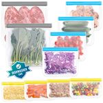 IDEATECH Large Silicone Freezer Bags Reusable 10 Pack Leakproof Ziplock Food Storage Pouches BPA Free Dishwasher Safe Bags for Batch Cooking Meal Prep