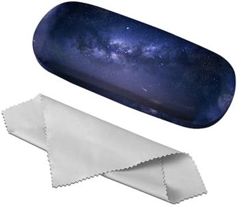 Zewurtuw Eyeglass Case Hard Shell Sunglasses Protective Eyeglasses Holder Box with Cleaning Cloth for Women Girls Men Cute (M18-Blue Star)