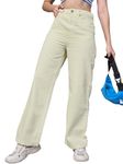 Bewakoof Women's Solid Straight Fit Cotton Jeans_625172_Beige_36