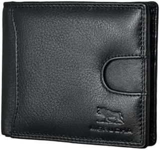 MORUCHA Mens Black RFID Blocking Wallet with External Quick Tap & Go Card Pocket Slim Genuine Leather Billfold 2 ID Card Holder Wallet M-130 Black