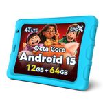 Topsand 8 Inch Android 15 Tablet with Sim Card Slot Uncloked, Cellular Tablet Phone with 4G LTE, Octa Core,12GB RAM 64GB ROM 2TB TF Expandable, 5G WiFi, 8MP Camera, 5100mAh, Tablette with Cover(Blue)