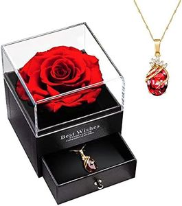 Gifts for Women, Mother’s Day, Eternal Rose with Necklace, Real Flower Jewelry Box for Valentines Presents, Mother's Day, Anniversary, Birthday - Her/Mum/Wife/Girlfriend/Grandma