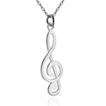 Sterling Silver Music Treble Clef Pendant Necklace, 18" Chain