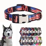 American Flag Dog Collars for Small Dogs, Pretty Pattern USA Dog Collar Metal Buckle Durable Soft Boy Puppy Collars for XSmall Small Medium Large Breed Pet Male Dogs Cats, S