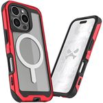 Ghostek Atomic Slim iPhone 16 Pro Case, Compatible with Apple MagSafe Accessories, Aluminum Metal Bumper, Shockproof Drop Protection (6.3 Inch, Red)