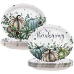 Nuolifee 50Pcs Thanksgiving Oval Paper Plates -10" x 12" Large Disposable Heavy Duty Party Plates for Fall Party and Thanksgiving Day