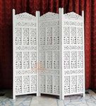 WoodCraftia Wooden Room Divider Partition - Foldable Wood Screen Separator for Living Room, Bedroom, Office, Restaurant || (Regular) White (3 Panel)