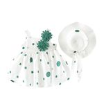 Bold N Elegant - Be Bold Inside & Elegant Outside Cotton White Sleeveless Flower Applique Cocktail Frock Mini Dress with Hat Set for Baby Girls (Green, 2-3 Years)