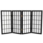 Oriental Furniture 2 ft. Tall Desktop Window Pane Shoji Screen - Black - 4 Panels