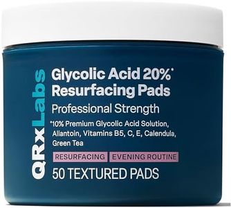 QRxLabs Glycolic Acid 20% Resurfacing Pads for Face & Body with Vitamins B5, C & E, Green Tea, Calendula, Allantoin - Exfoliates Surface Skin and Reduces Fine Lines and Wrinkles - Peel Pads