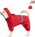 SlowTon Dog Raincoat for Small Dogs - Dog Rain Jacket with Clear Hooded & Storage Pocket, Waterproof Puppy Rain Coat Reflective Adjustable with Breathable Mesh Lining (Red, S)