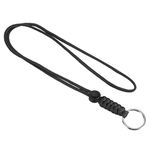 PATIKIL Paracord Lanyard with Keyring 18 Inch, Necklace Keychain Cord Metal Hook Strap for Keys Whistle ID Card Badge Holder, Black