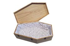 wooden pet coffin with satin inner lining - size XL for medium-sized pets - pet coffin with fixed metal closure - coffin nature made wood