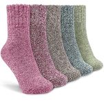 5 Pairs Womens Socks, Thermal Socks for Women, Thick Wool Winter Warm Knitting Ladies Bed Socks, Christmas Gifts for Women