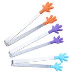 MY MIRONEY 5-Inch Silicone Mini Tongs 3Pcs Hand Shape Silicone Tongs Food Tongs Small Tiny for Food Sugar Ice Salad Buffet Barbecue