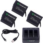 Smatree Battery (3-pack) With 3-Channel Charger for Gopro Hero 8 Black, Hero 7/6/5 Black, Hero 2018 Black…