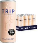 TRIP CBD Drink, Sparkling Peach Ginger Fizzy Drink, Low Calorie, Vegan, Stress & Anxiety Relief (Pack of 12 x 250ml)