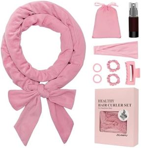 ZILAMPU No Heat Overnight Hair Curler Wrap - 70" Long Velour Lazy Curls Roller Headband for Long Hair to Sleep In for Women and Girls