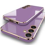 TheGiftKart Luxurious Golden-Plated Back Cover Case for Samsung Galaxy M15 / F15 / M15 5G Prime Edition | Raised Lips for Camera & Screen Protection | Stylish Design Back Cover Case (TPU, Lavender)