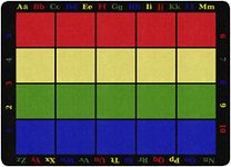 Flagship Carpets FE126-32A Learning Grid Seating Carpet, Colorful Letters and Numbers Border This Rug, Kids School, 5'10" x 8'4" Seats 15, 70" Length, 100" Width, Blue/Green/Yellow/Red