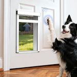 Tidytech Large Cat Flap Door for Door, Dog Gates Indoor,Automatic Door Smart Aluminum Pet Door with Dogbell Activated Auto Lift, Dog Flap In & Out, Locked, Out Only, In Only Mode,Safety Gates for Dogs